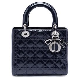 Lady Dior Satchel Medium Lackleder Cannage Lila Lila
