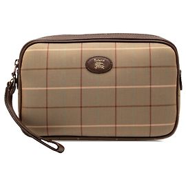 Burberry Vintage Check Canvas Clutch in Braun Braun