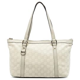 White Gucci Guccissima Abbey D Ring Tote White