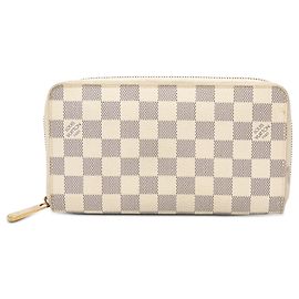White Louis Vuitton Damier Azur Zippy Organizer Wallet White