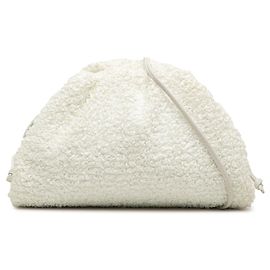Mini Pouch Crossbody em Bouclé e Raffia branco Bottega Veneta Branco