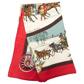 Seidentuch Hermès L Hiver En Poste 90 rot Rot