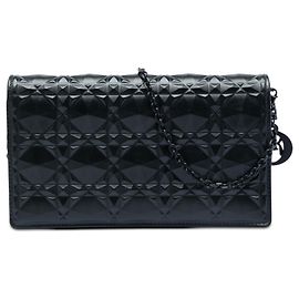 Borsa a tracolla Lady Dior Wallet On Chain in pelle di vitello Cannage Diamond nera Nero
