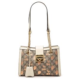 Tote Gucci Small GG Supreme Berry Padlock Bege Bege