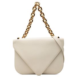 Bolsa de envelope com corrente em couro branco Bottega Veneta Medium Mount Branco
