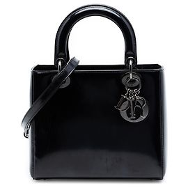 Bolso Lady Dior Medium en charol negro Negro
