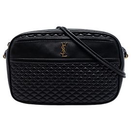 Bolsa de câmera Victoire em pele de cordeiro acolchoada preta Saint Laurent Preto