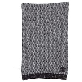 Cachecol de cashmere xadrez preto e branco Chanel Preto
