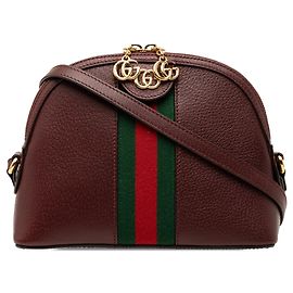 Bolsa Tiracolo Gucci Small Ophidia Dome em couro de bezerro vermelho com Web Vermelho