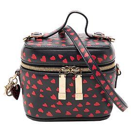 Estojo Lady Dior Vanity Case em Micro Lambskin azul com estampado de coração Azul