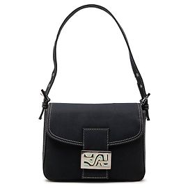Bolsa de ombro com aba Fendi em lona FF Marble azul Azul