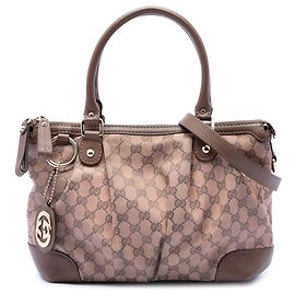 Borsa Satchel Gucci GG Canvas Sukey Beige Beige