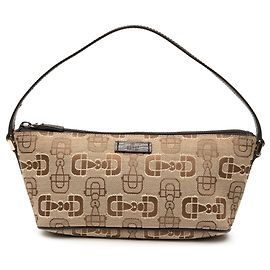 Bolsa de ombro Gucci em lona impressa bege com detalhe Horsebit Bege