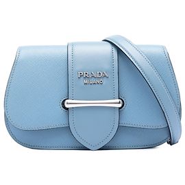 Mini bolsa transversal Sidonie Saffiano azul Prada Azul