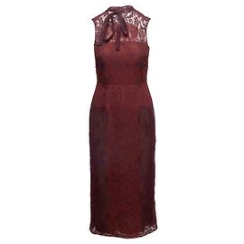 Valentino Garavani Robe midi en dentelle sans manches bordeaux Valentino Taille US 4 Rouge