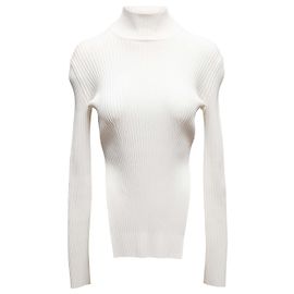 Weißer Khaite Rippstrick-Rollkragenpullover Größe US S Weiß