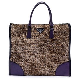 Tote plano de viscose com acabamento em cinghiale marrom Prada Marrom
