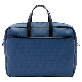 Blue Fendi Zucca Coated Canvas Business Bag Blue