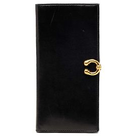 Cartera larga Gucci de piel de becerro negra Horseshoe Negro