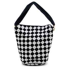 Borsa a secchiello Bottega Veneta Bicolor Velvet Intrecciato nera Nero