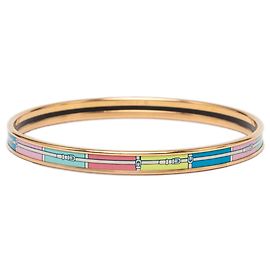 Pulsera rígida de esmalte estampado extra estrecha dorada Hermès Dorado