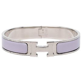 Pulseira Hermès Narrow Enamel Clic H PM Roxa Roxo