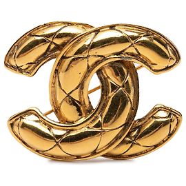 Chanel CC gesteppte Brosche vergoldet Golden