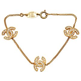 Bracciale Chanel Triple CC placcato oro e strass D'oro