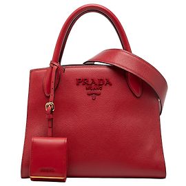 Borsa Top Handle Tote Satchel Prada Small Saffiano Cuir Monochrome Rossa Rosso
