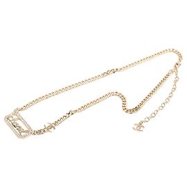 Collana Choker Chanel CC Placcata Oro con Logo in Strass D'oro