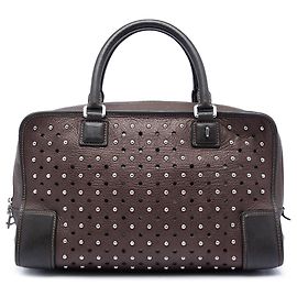 Sac à main Amazona 36 en cuir bicolore perforé et clouté marron LOEWE Marron
