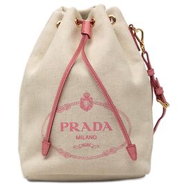 Bolso de Cordón Prada Canvas Canapa Logo Beige Beige