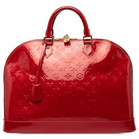 Red Louis Vuitton Monogram Vernis Alma GM Handbag Red