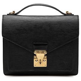Black Louis Vuitton Epi Monceau 28 Satchel Black