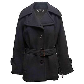 Black Viktor & Rolf Wool Belted Peacoat Size IT 40 Black