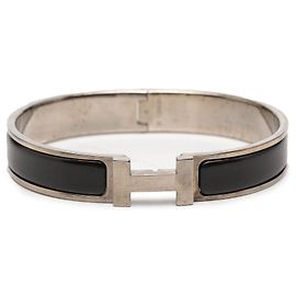 Pulsera Hermès Clic H estrecha de esmalte negro PM Negro