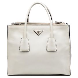 Bolsa satchel branca Prada Glace Calf com dois bolsos e alça dupla Branco