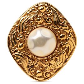 Barock-Brosche mit Kunstperlen, Goldbeschichtet Gold Chanel Golden