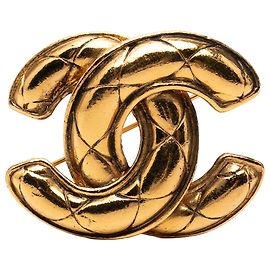 Chanel CC gesteppte Brosche vergoldet Golden