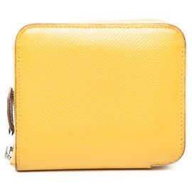 Cartera compacta de seda y Epsom amarilla Hermès Amarillo