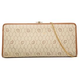 Beige Dior Honeycomb Coated Canvas Chain Crossbody Beige