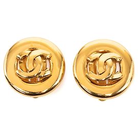 Boucles d'oreilles clips Chanel CC plaquées or Doré