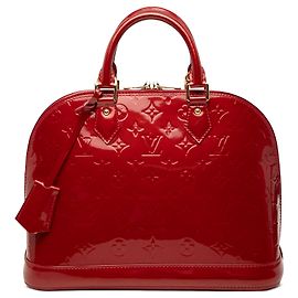 Red Louis Vuitton Monogram Vernis Alma PM Handbag Red