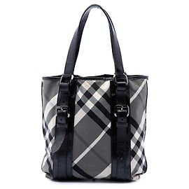 Sac cabas Victoria Small Beat Check en nylon gris Burberry Gris