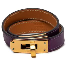 Purple Hermès Swift Kelly Double Tour Bracelet XS Purple