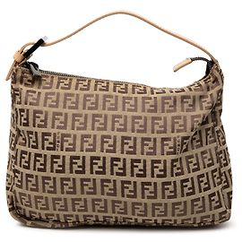 Brown Fendi Zucchino Canvas Handbag Brown