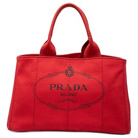 Rote Prada Canvas Canapa Logo Satchel Tasche Rot