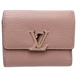 Pink Louis Vuitton Taurillon Capucines Compact Wallet Small Wallets Pink