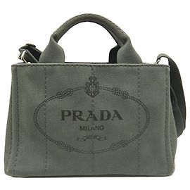 Sac Satchel Prada Small Canvas Canapa Logo Gris Gris