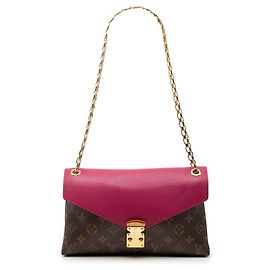 Bolsa de ombro Louis Vuitton Monogram Pallas Chain marrom Marrom